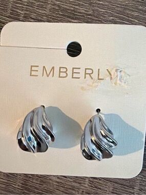 Emberly Silver Swirl Stud Earrings